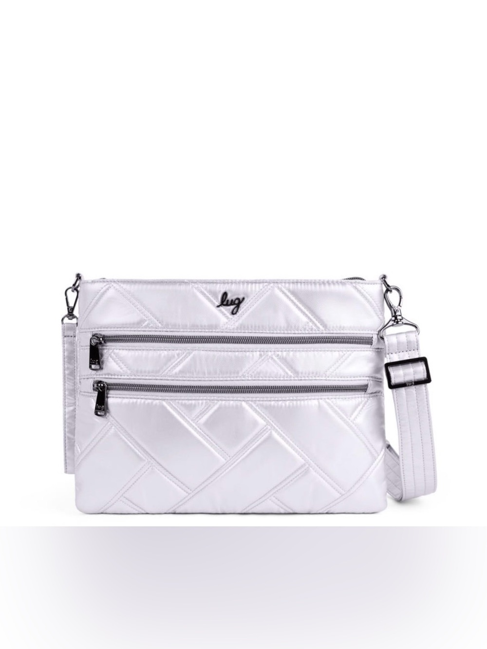 lug Dazzle SE Quilted Crossbody Bag in Metallic Silver, NWT